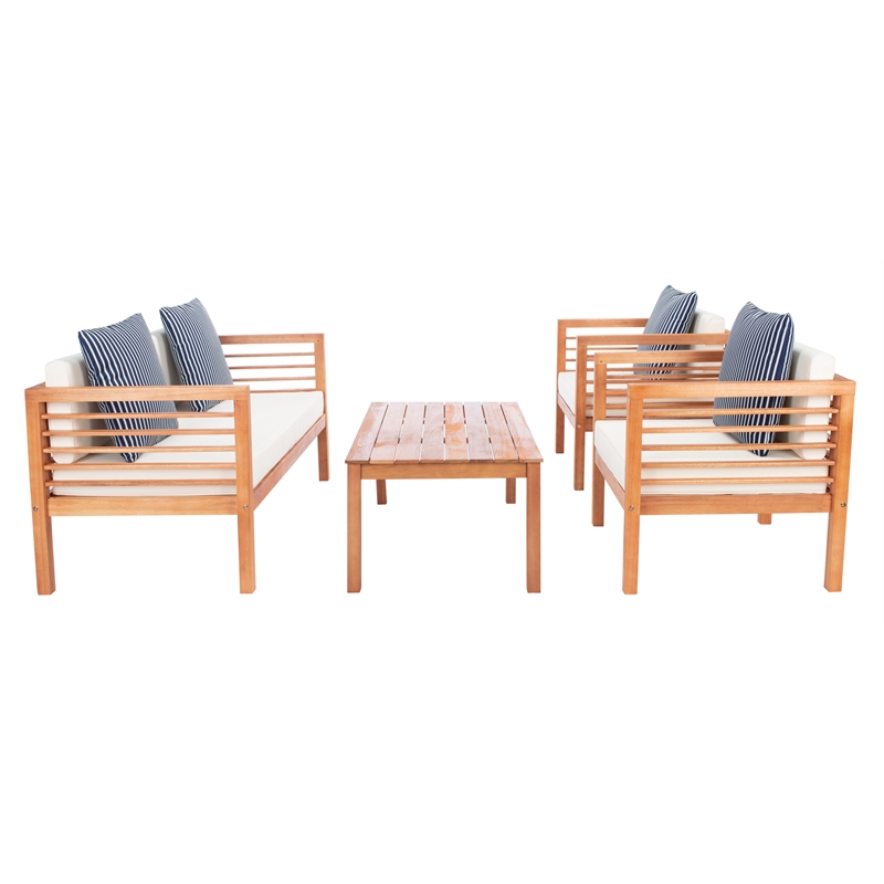 Safavieh Alda 4 Piece Wood and Fabric Set in Natural / Beige