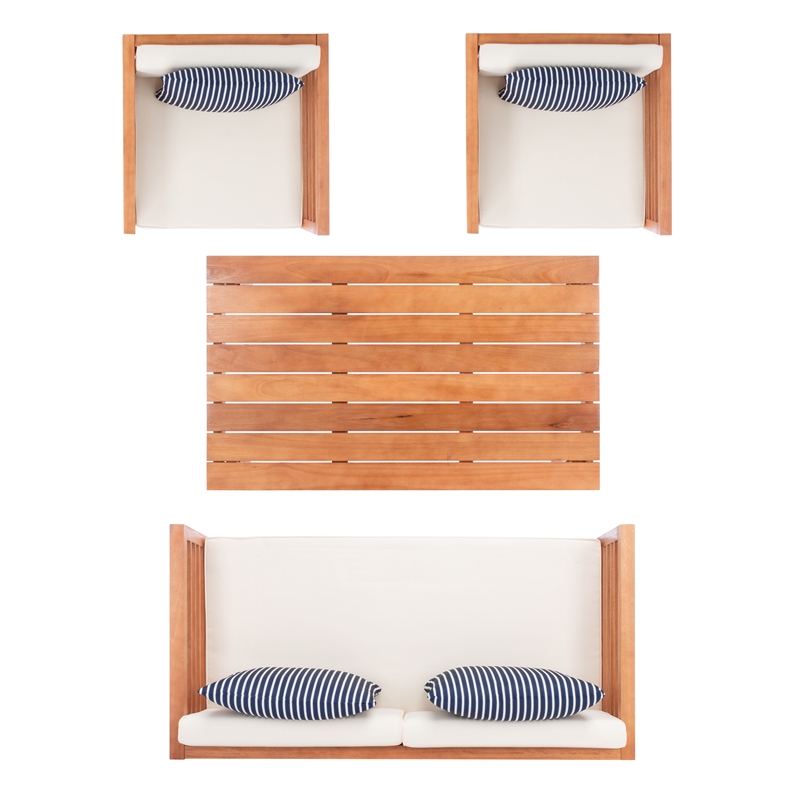 Safavieh Alda 4 Piece Wood and Fabric Set in Natural / Beige