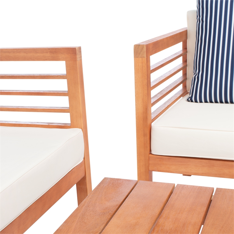 Safavieh Alda 4 Piece Wood and Fabric Set in Natural / Beige