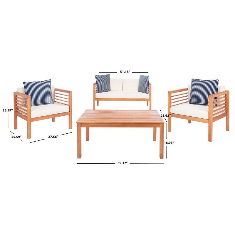 Safavieh Alda 4 Piece Wood and Fabric Set in Natural / Beige