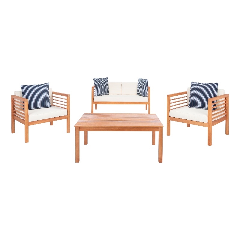 Safavieh Alda 4 Piece Wood and Fabric Set in Natural / Beige