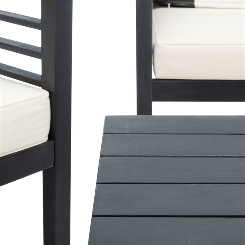 Safavieh Alda 4 Piece Wood and Fabric Set in Black / Beige