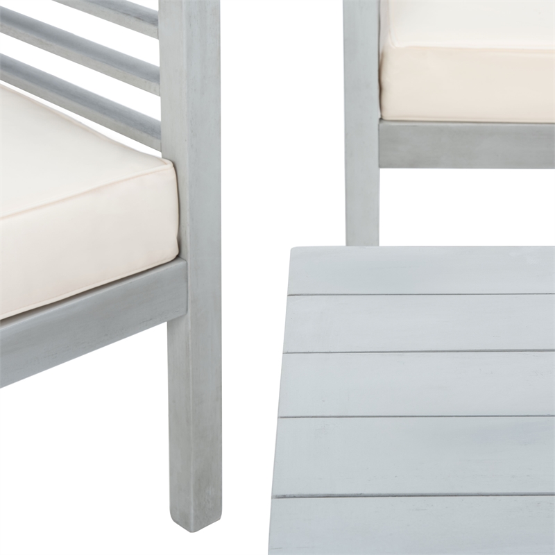 Safavieh Alda 4 Piece Wood and Fabric Set in Gray / Beige / Navy