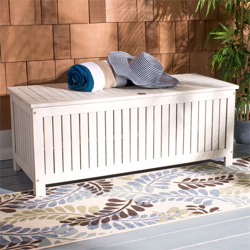 Safavieh Abri Wood Cushion Box in White