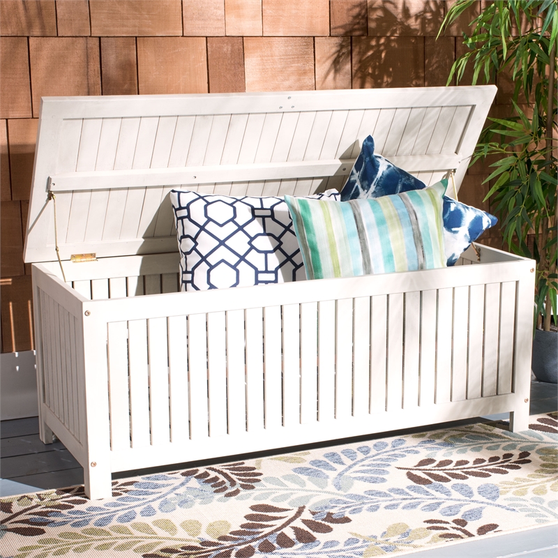 Safavieh Abri Wood Cushion Box in White