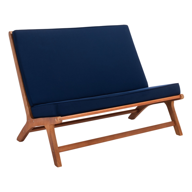 Safavieh Chaston 4 Pc Wood Living Set in Natural / Navy