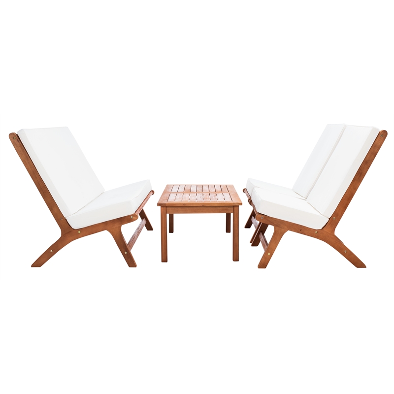 Safavieh Chaston 4 Pc Wood Living Set in Natural / Beige