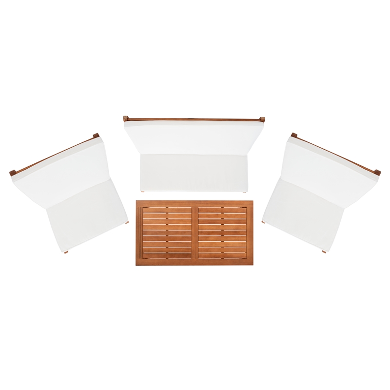 Safavieh Chaston 4 Pc Wood Living Set in Natural / Beige