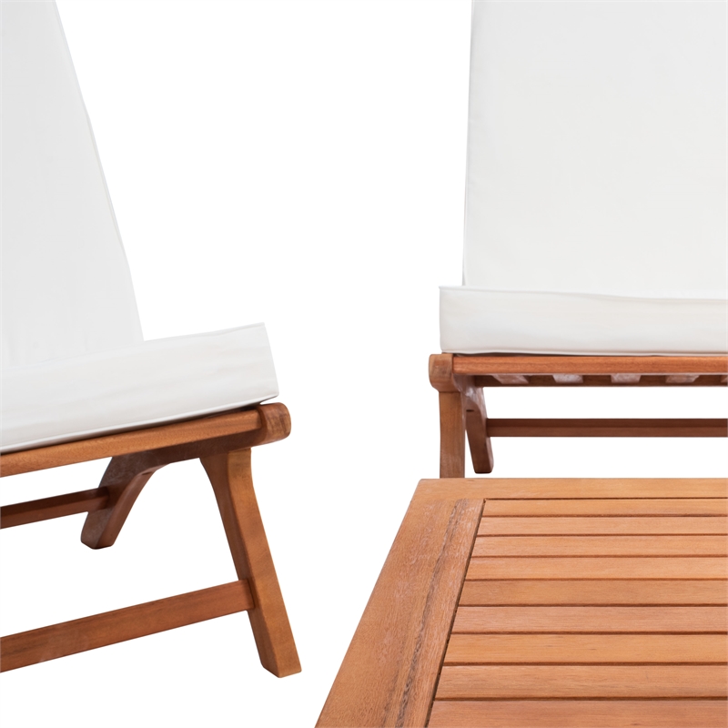 Safavieh Chaston 4 Pc Wood Living Set in Natural / Beige