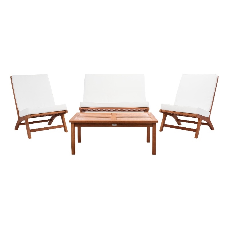 Safavieh Chaston 4 Pc Wood Living Set in Natural / Beige