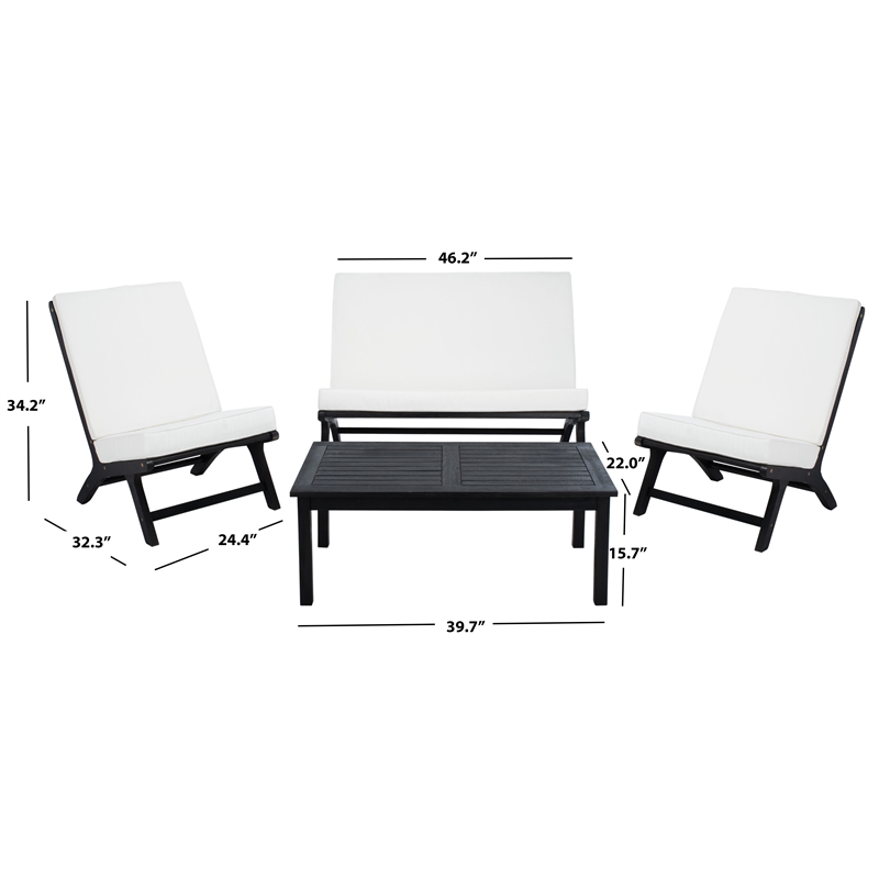 Safavieh Chaston 4 Pc Wood Living Set in Black / Beige