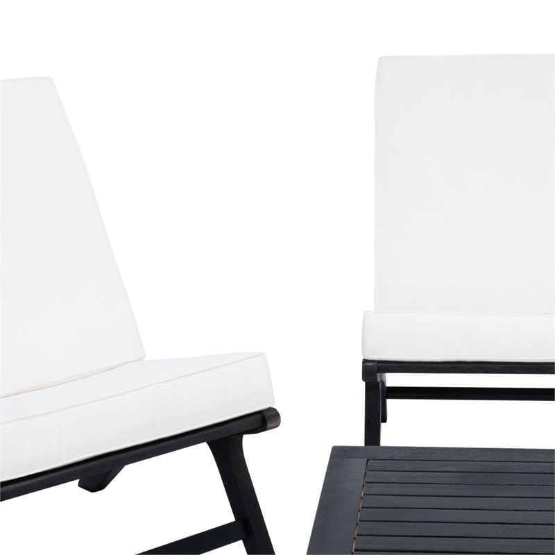 Safavieh Chaston 4 Pc Wood Living Set in Black / Beige