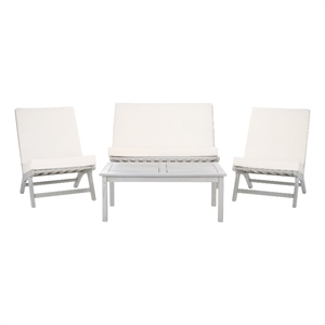 Safavieh Chaston 4 Pc Wood Living Set in Gray / Beige