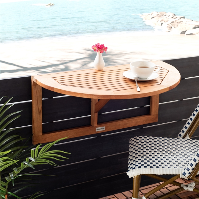 Safavieh Owens Balcony Wood Half Table in Natural