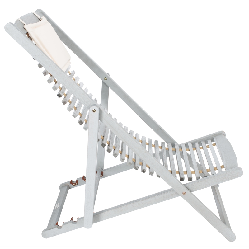 Safavieh Rendi Relax Wood Chairs with Pillow in Gray / Beige