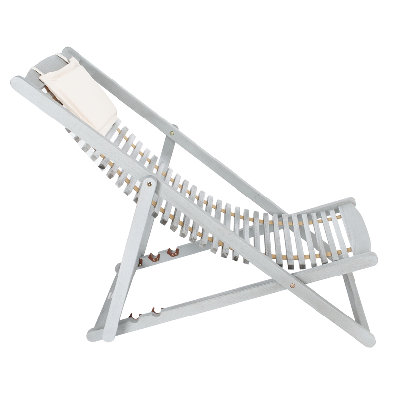 Safavieh Rendi Relax Wood Chairs with Pillow in Gray / Beige