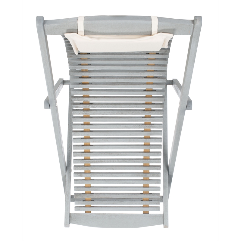Safavieh Rendi Relax Wood Chairs with Pillow in Gray / Beige