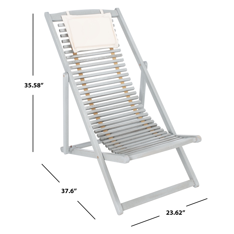 Safavieh Rendi Relax Wood Chairs with Pillow in Gray / Beige