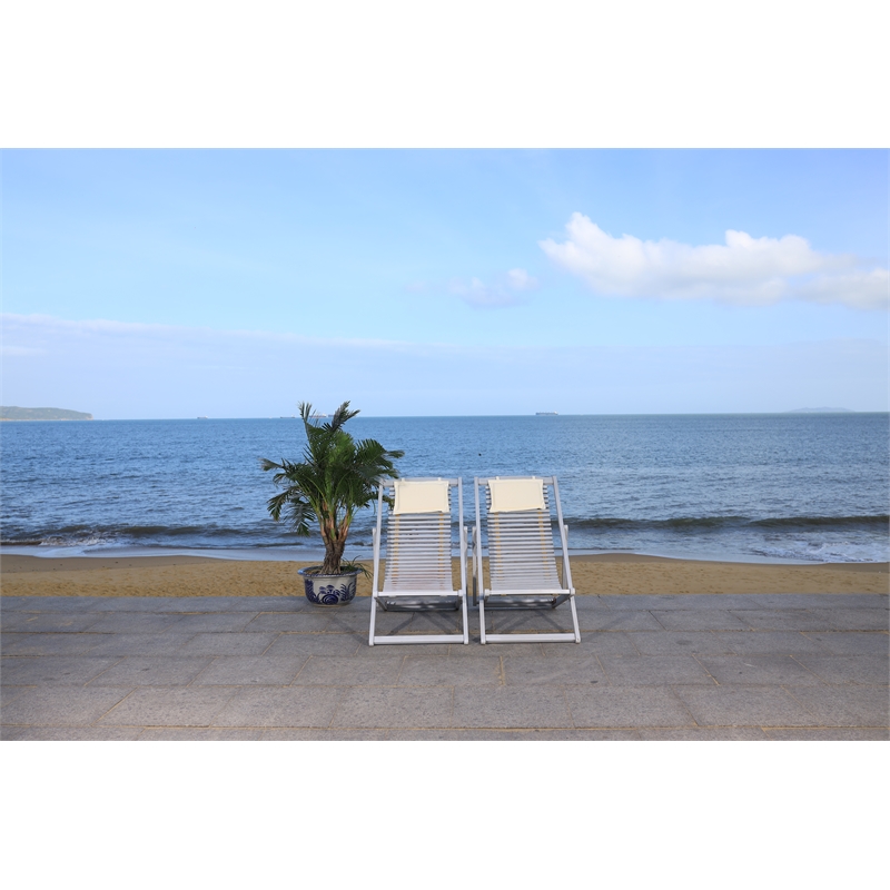 Safavieh Rendi Relax Wood Chairs with Pillow in Gray / Beige
