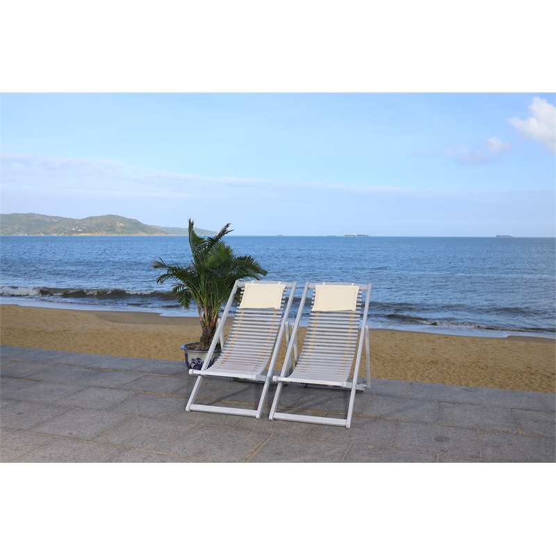 Safavieh Rendi Relax Wood Chairs with Pillow in Gray / Beige