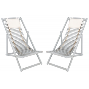 Safavieh Rendi Relax Wood Chairs with Pillow in Gray / Beige
