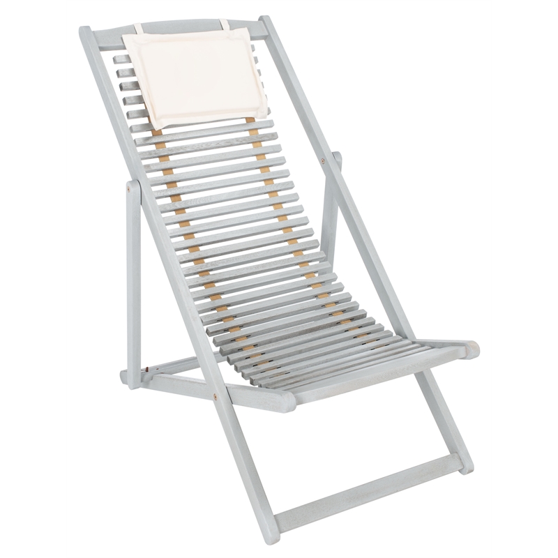 Safavieh Rendi Relax Wood Chairs with Pillow in Gray / Beige