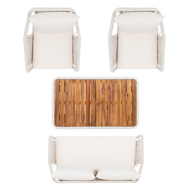 Safavieh Raldin Rope and Wood 4 Pc Living Set in Beige