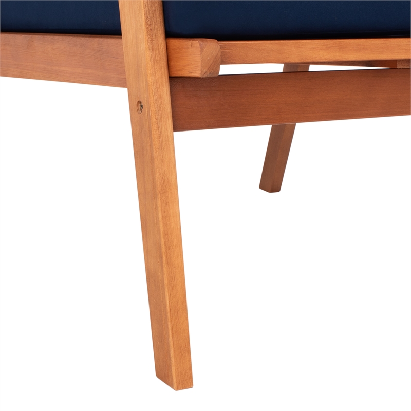 Safavieh Deacon 4 Pc Wood Living Set in Natural / Navy