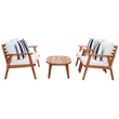 Safavieh Deacon 4 Pc Wood Living Set in Natural / Beige