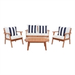 Safavieh Deacon 4 Pc Wood Living Set in Natural / Beige