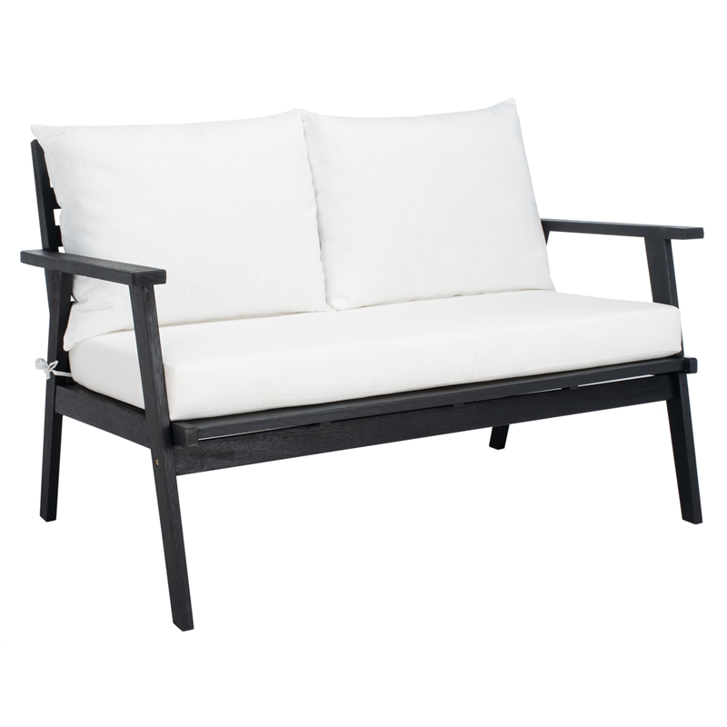 Safavieh Deacon 4 Pc Wood Living Set in Black / Beige