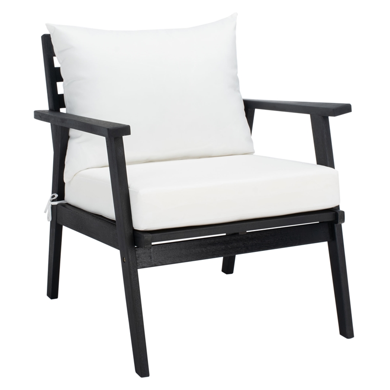 Safavieh Deacon 4 Pc Wood Living Set in Black / Beige