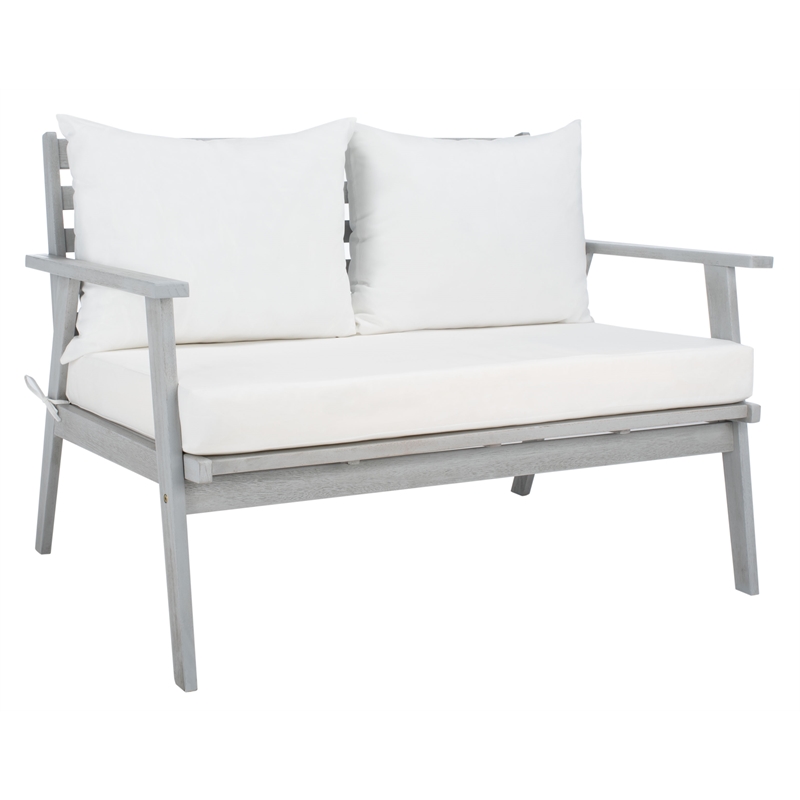 Safavieh Deacon 4 Pc Wood Living Set in Gray / Beige