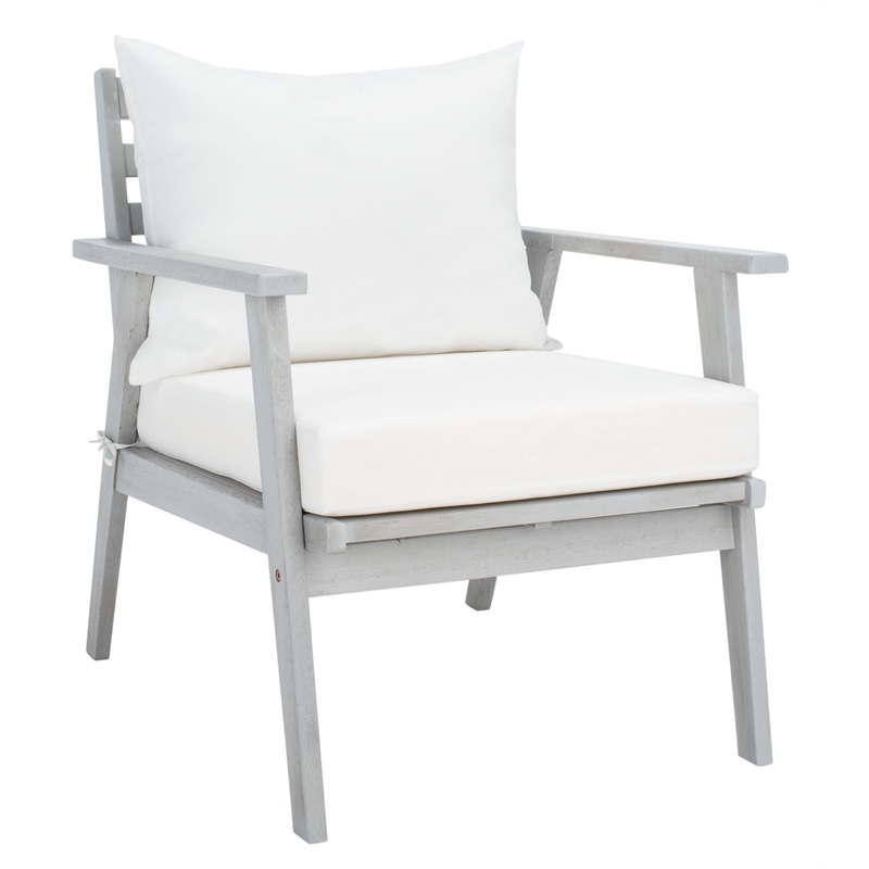 Safavieh Deacon 4 Pc Wood Living Set in Gray / Beige