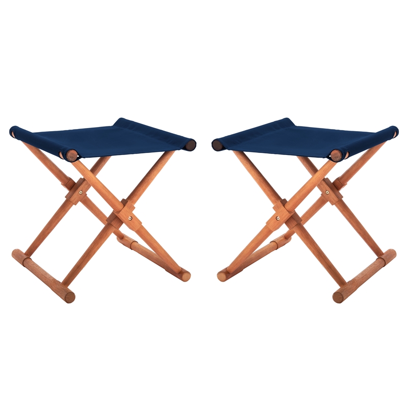 Safavieh Breanne Wood Stool in Natural / Navy