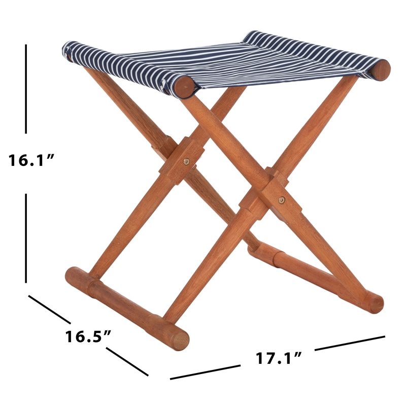 Safavieh Breanne Wood Stool in Natural / Navy