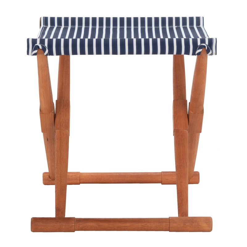 Safavieh Breanne Wood Stool in Natural / Navy