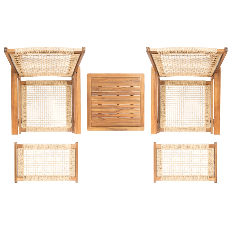 Safavieh Chantelle Wood and Fabric Living Set in Natural / Natural