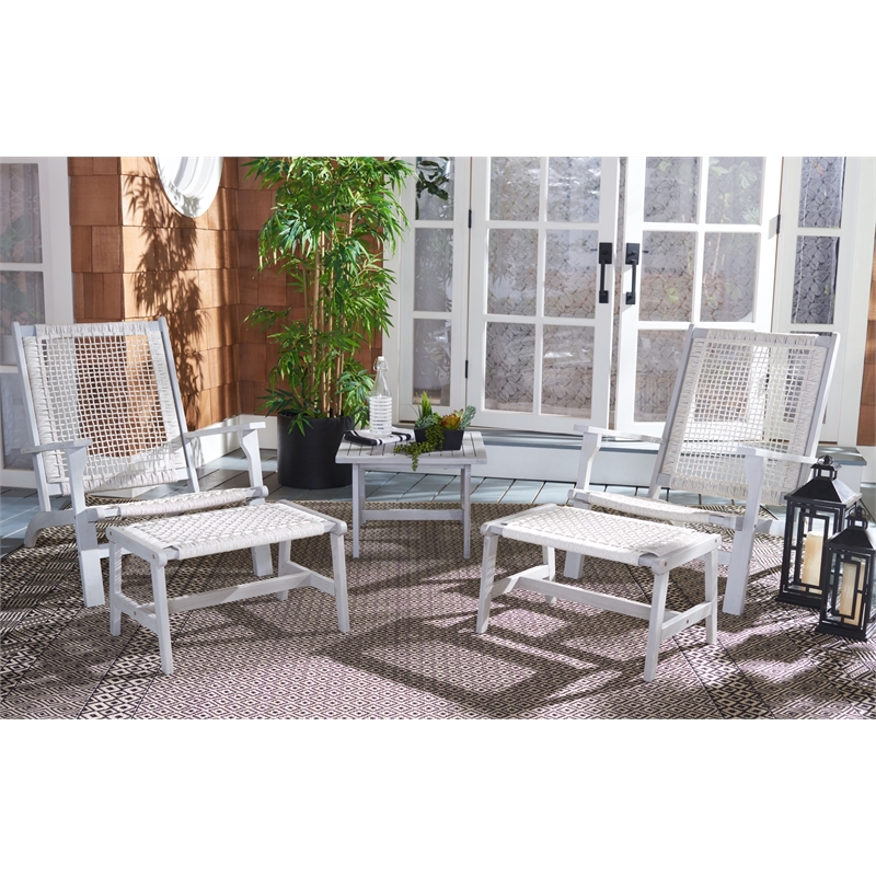 Safavieh Chantelle Wood and Fabric Living Set in Gray / Gray
