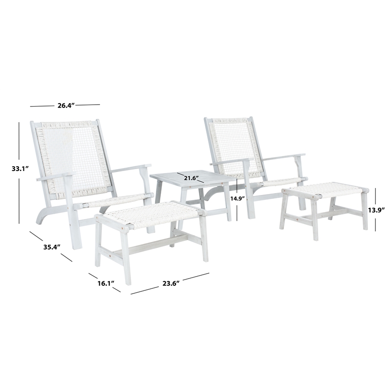 Safavieh Chantelle Wood and Fabric Living Set in Gray / Gray