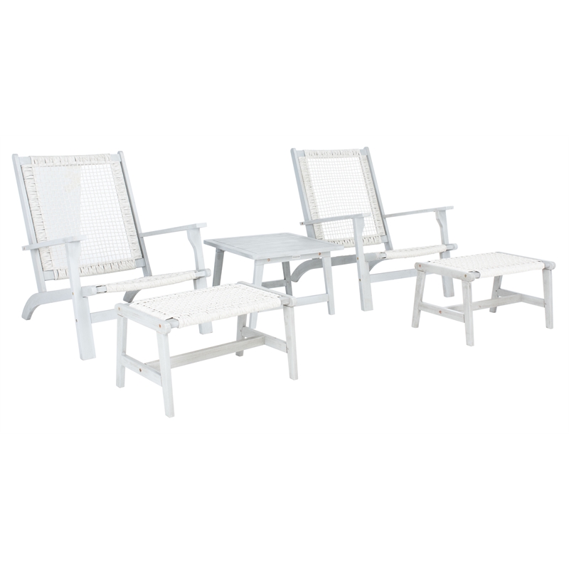 Safavieh Chantelle Wood and Fabric Living Set in Gray / Gray