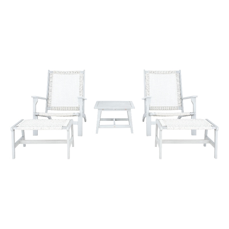 Safavieh Chantelle Wood and Fabric Living Set in Gray / Gray