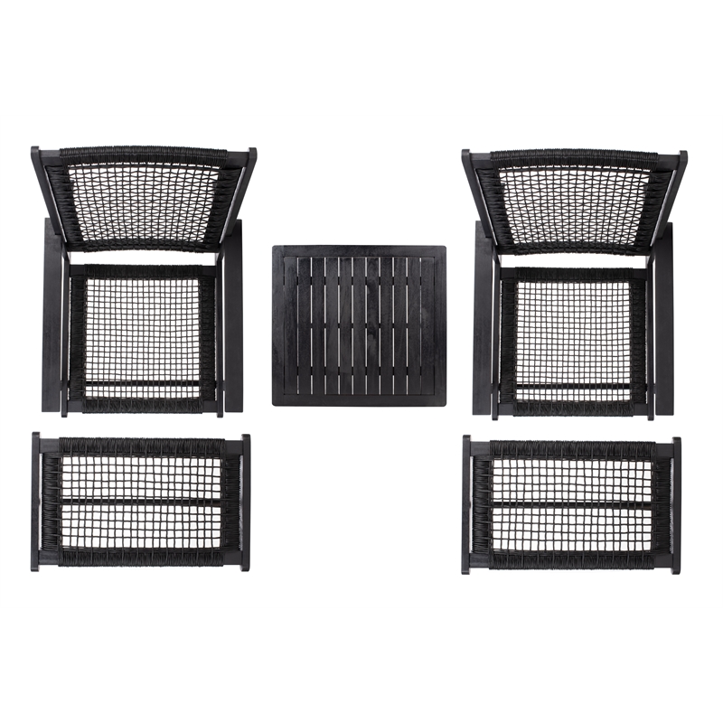 Safavieh Chantelle Wood and Fabric Living Set in Black / Black