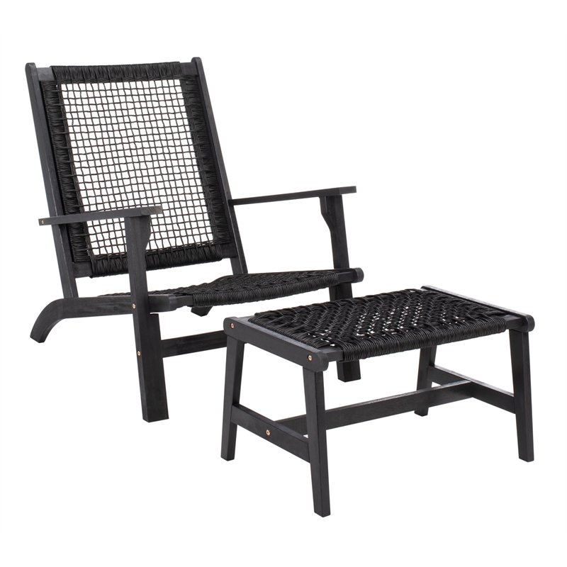 Safavieh Chantelle Wood and Fabric Living Set in Black / Black