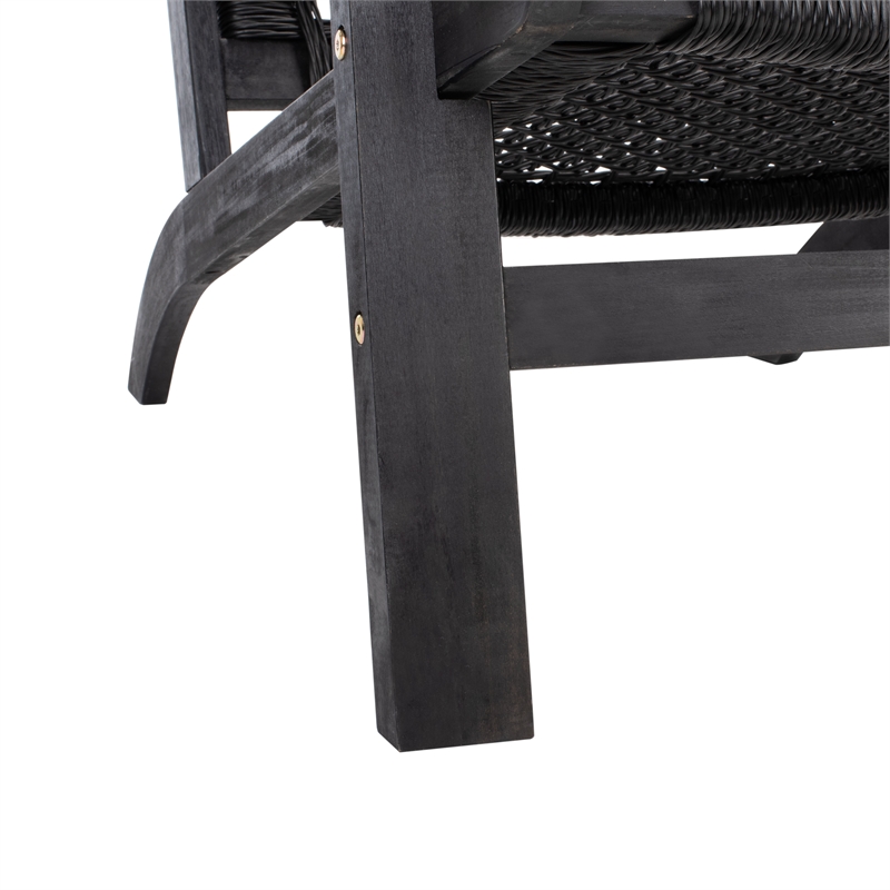 Safavieh Chantelle Wood and Fabric Living Set in Black / Black