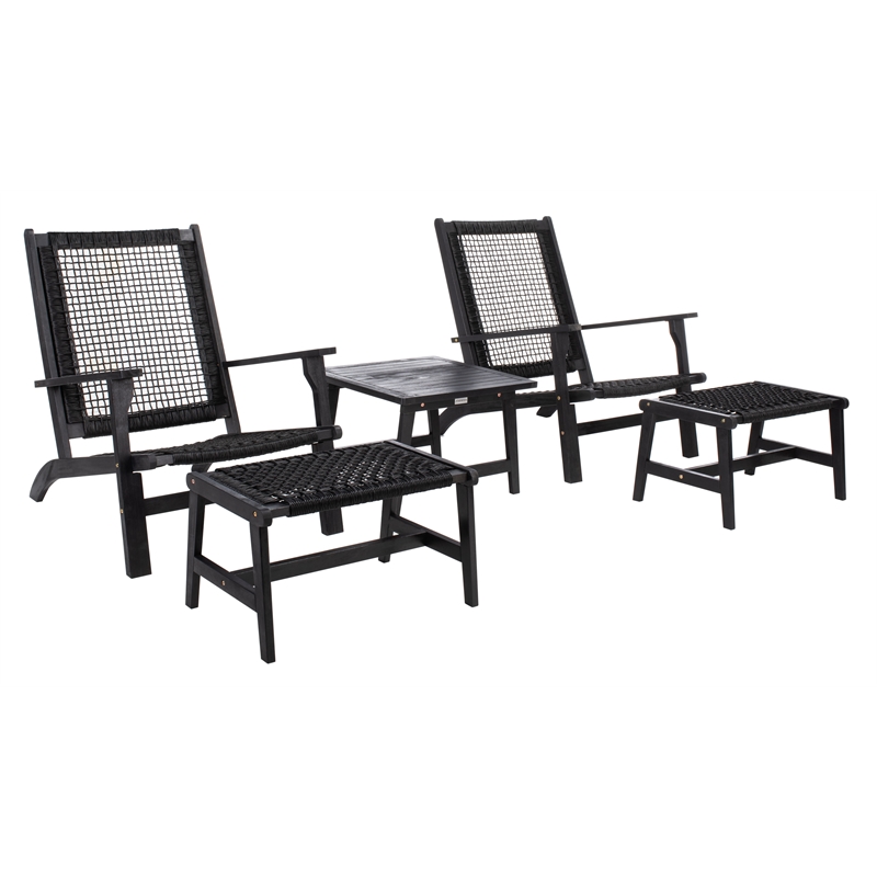 Safavieh Chantelle Wood and Fabric Living Set in Black / Black