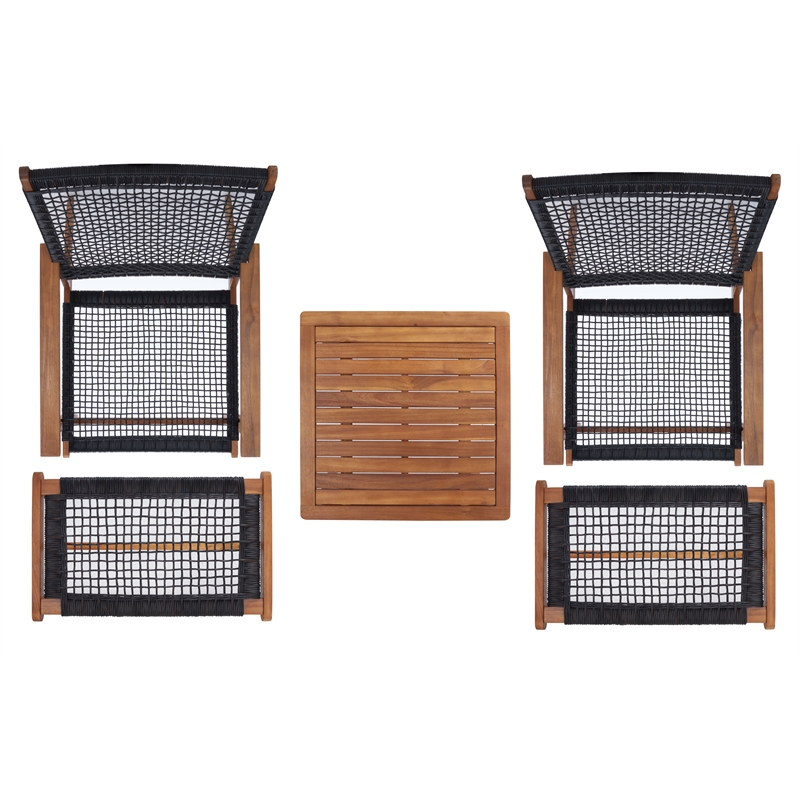 Safavieh Chantelle Wood and Fabric Living Set in Natural / Black
