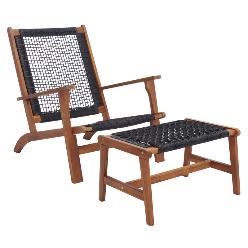 Safavieh Chantelle Wood and Fabric Living Set in Natural / Black