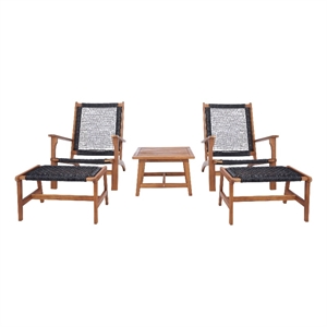 Safavieh Chantelle Wood and Fabric Living Set in Natural / Black