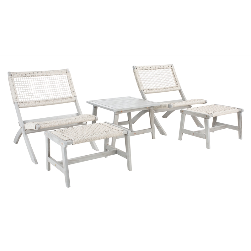 Safavieh Casella Wood and Fabric Living Set  in Gray / Gray